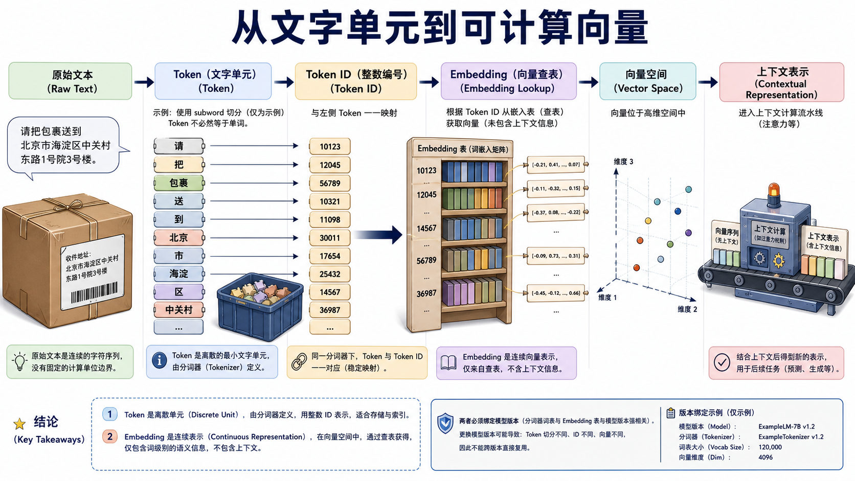 Token 与 Embedding 分别是什么？教学图片