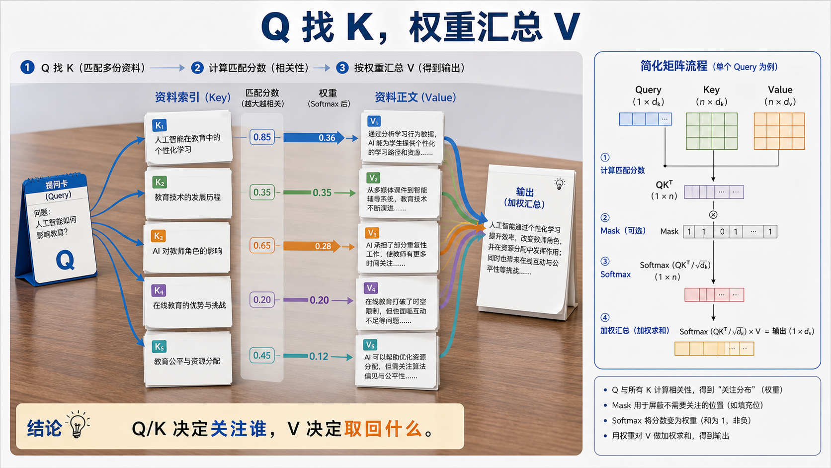 Self-Attention 中的 Q、K、V 到底是什么？教学图片